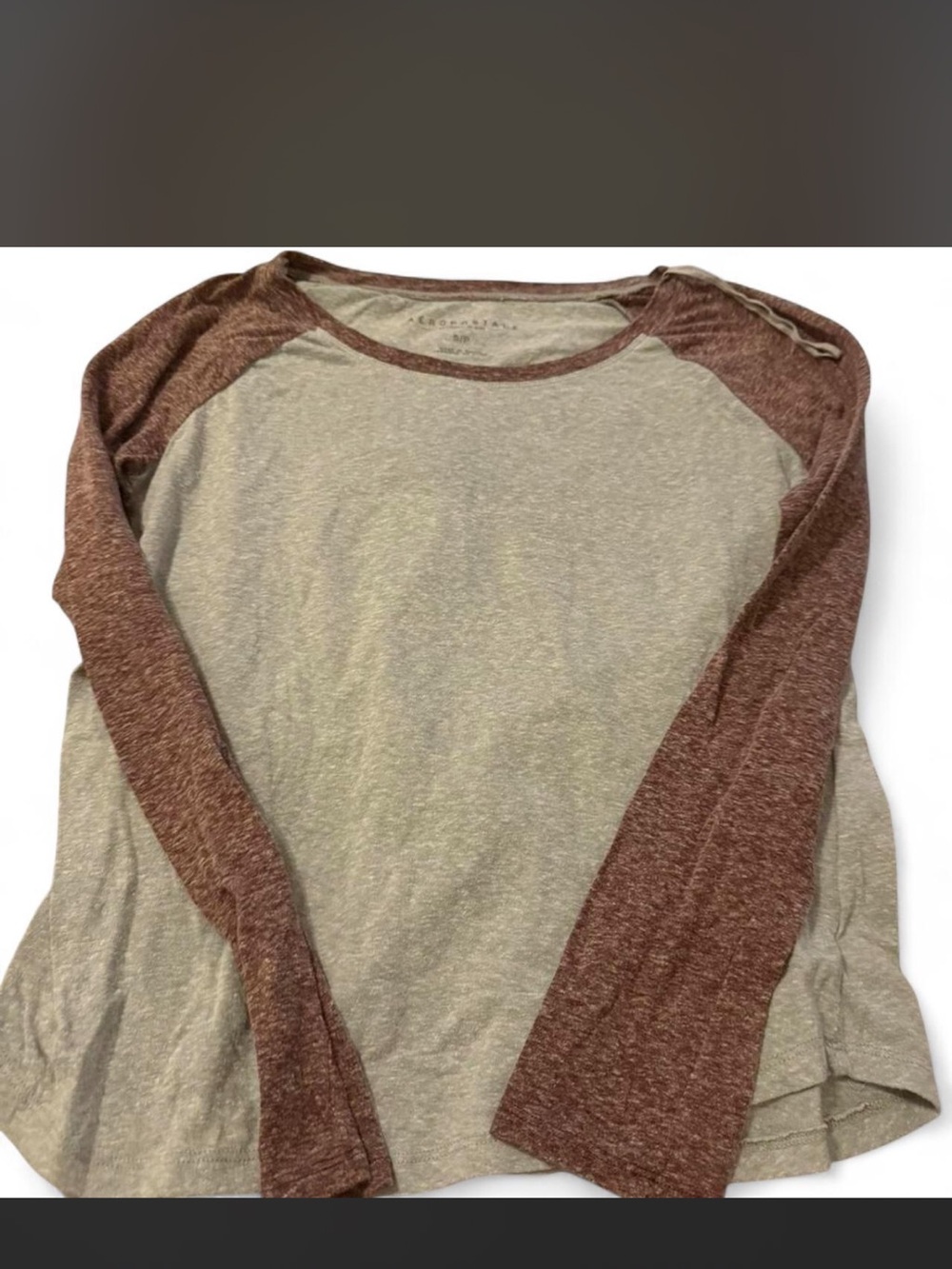 Aeropostale Two-Tone Raglan Long Sleeve Tee - Cream and Brown